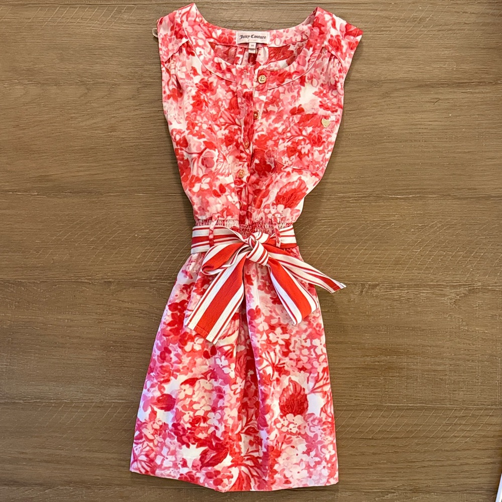 Juicy Couture Girls Red Floral Mini Dress